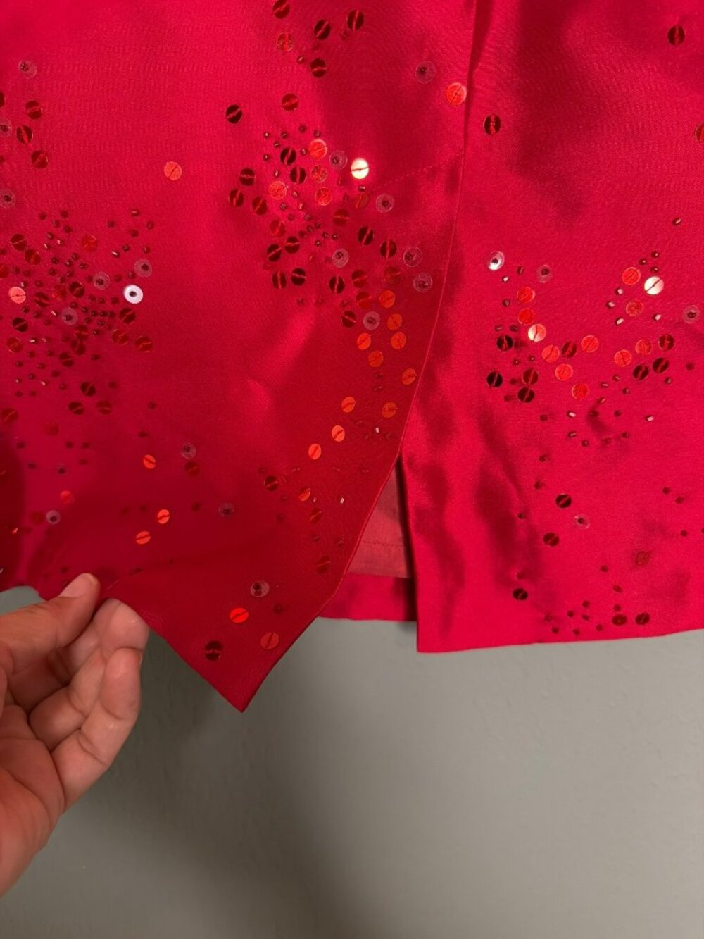 Ann Taylor Silk Red Sequin Pencil Skirt Lined Women's 2 - Picture 8 of 10